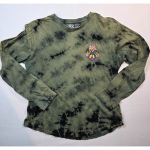 Dikotomy Green Tie Dye Long Sleeve Shirt Women's Large L Graphic "Get Lost"